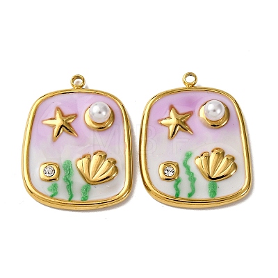 304 Stainless Steel Enamel Pendants STAS-L299-18G-03-1