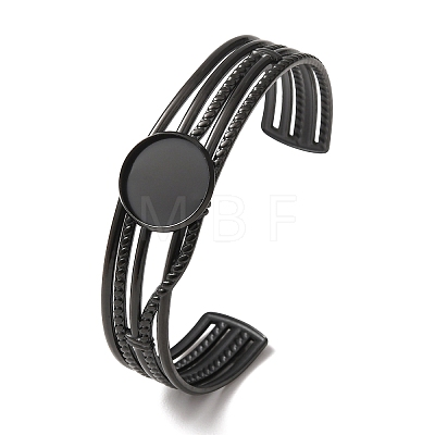 304 Stainless Steel Multi-strand Cuff Bracelet Blanks with Flat Round Bezel Settings SA-CBA4160-01A-EB-1