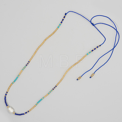 Miyuki & Natural Freshwater Pearl Braided Necklace for Women PI7820-3-1