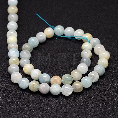 Natural Aquamarine Beads Strands G-P132-10-8mm-1