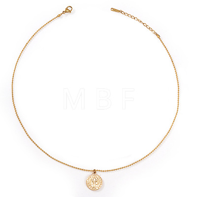 Summer Stainless Steel Religion Saint Benedict Medal Pendant Ball Chain Necklaces for Women OL9548-3-1
