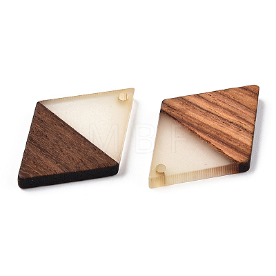 Walnut Wood & Luminous Glow in the Dark Resin Pendants RESI-N039-76-1