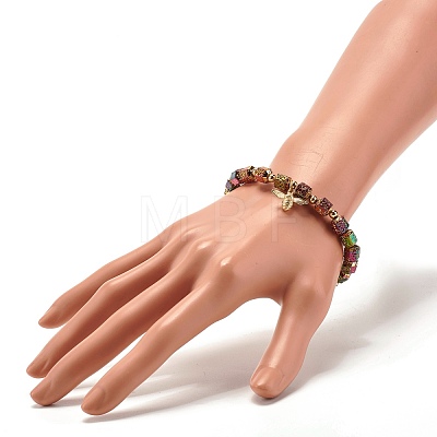 Natural Lava Rock Hexagon Beads Stretch Bracelets BJEW-JB07268-1
