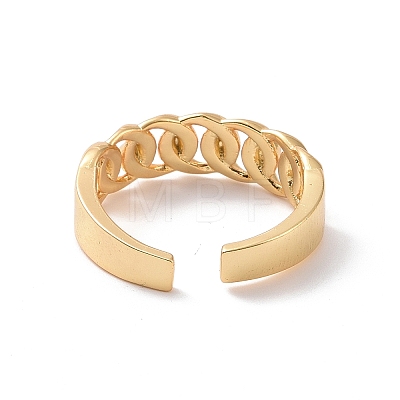 Brass Curb Chains Shape Open Cuff Ring for Women RJEW-P034-07G-1