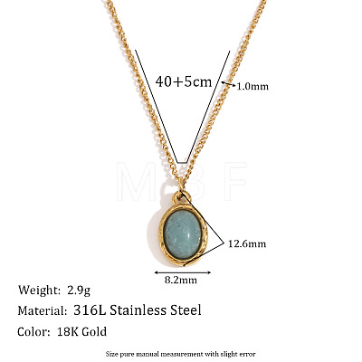 316L Surgical Stainless Steel with Natural Aventurine Pendant Necklaces WGEA815-11-1