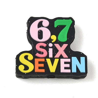 Number 6 7 Theme Cartoon Silicone Beads SIL-E013-02B-1