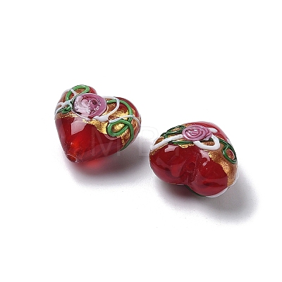 Handmade Gold Foil Glass Beads LAMP-K039-43-1