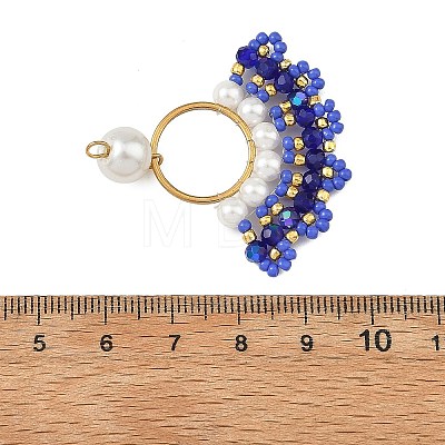 304 Stainless Steel & Glass Seed Beaded Pendants PALLOY-MZ01376-03-1