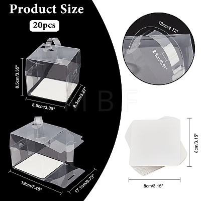 Foldable Square Transparent PET Carrier Cupcake Boxes CON-WH0088-28A-1