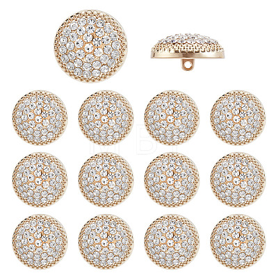 14Pcs 1-Hole Alloy Glass Shank Buttons BUTT-MA0001-16B-KCG-1