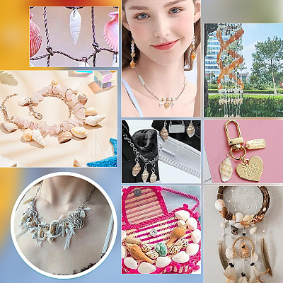 100Pcs 10 Styles Natural Shell Pendants PALLOY-AB00159-1
