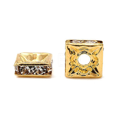 Brass Rhinestone Spacer Beads RB-A013-6x6-01G-1