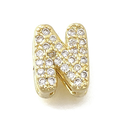 Brass Micro Pave Cubic Zirconia Letter Pendants KK-D295-32G-14-1