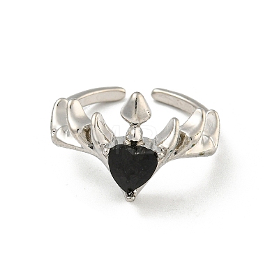 Heart Zinc Alloy with Resin Cuff Rings for Women RJEW-Z048-05P-1