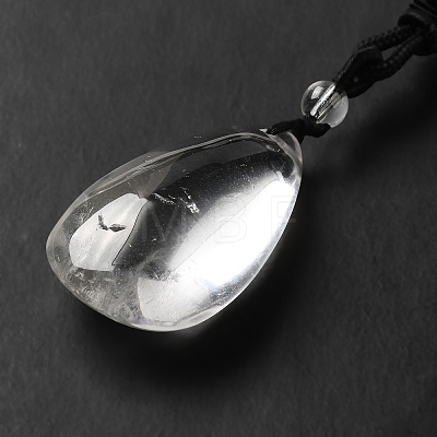 Natural Quartz Crystal Nuggets Pendant Necklace with Polyester Cord for Women G-H285-05B-1