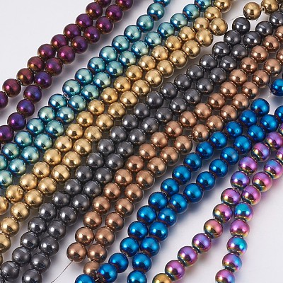 Electroplate Non-Magnetic Synthetic Hematite Beads Strands G-F585-C-6mm-1