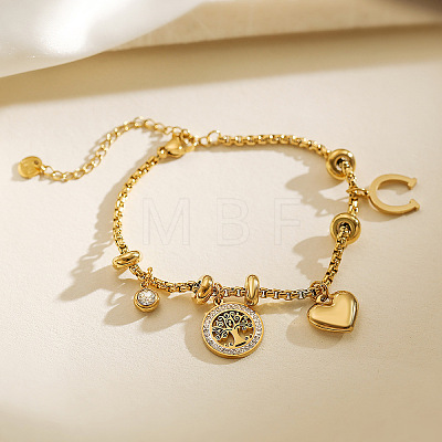 304 Stainless Steel & Crystal Rhinestone Charm Bracelets WG20FFB-01-1
