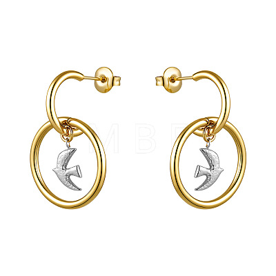 316 Surgical Stainless Steel Stud Dangle Earrings for Women WGF7699-01-1