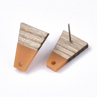 Resin & Cedarwood Stud Earring Findings MAK-N032-001A-C01-1