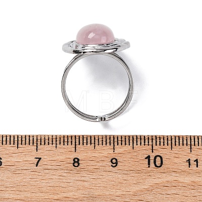 Oval Natural Rose Quartz Finger Rings RJEW-M063-01P-11-1