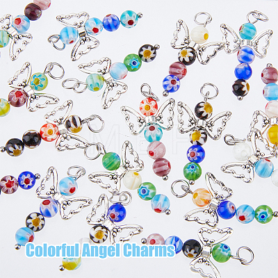 50Pcs Handmade Millefiori Glass Pendants FIND-DC0002-64-1