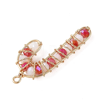 Christmas Copper Wire Wrapped Glass Beaded Pendants PALLOY-TA00440-1