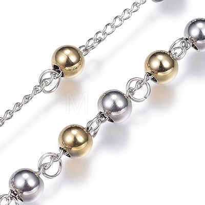201 Stainless Steel Rosary Bead Necklaces NJEW-D285-37-1