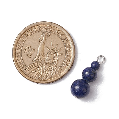 Natural Lapis Lazuli Round Beaded Pendants PALLOY-JF02867-12-1