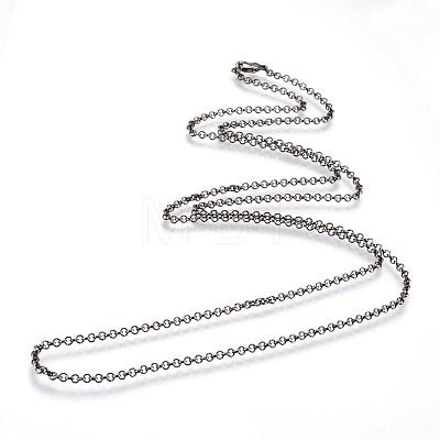 Iron Rolo Chains Necklace Making MAK-R015-60cm-B-1