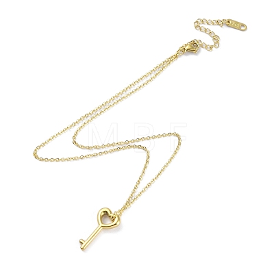 Heart Key Pendant Necklaces NJEW-G128-04G-1