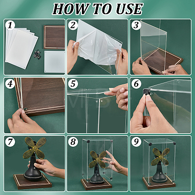 Transparent Acrylic Minifigure Display Cases with Wooden Base ODIS-WH0030-298A-1