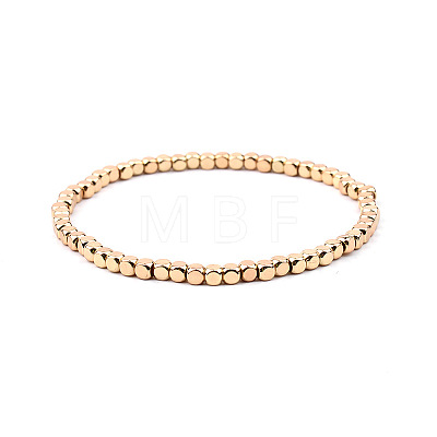 Gold-tone Miyuki Elastic Crystal Beaded Bracelet with Acrylic Tube Beads ST1647267-1