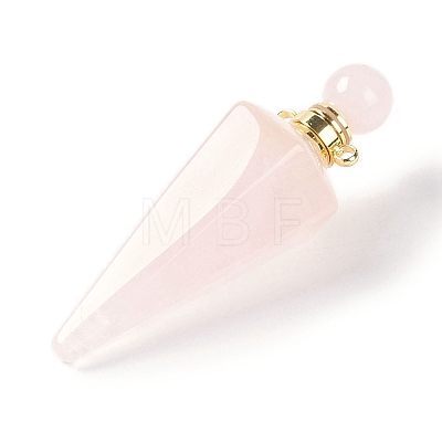 Natural Rose Quartz Faceted Cone Openable Perfume Bottle Big Pendants G-L524-18G-12-1