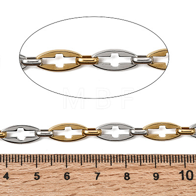 Two Tone 304 Stainless Steel Oval with Cross Link Chains CHS-K018-47GP-1