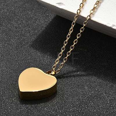 304 Stainless Steel Heart Cinerary Casket Pendant Necklaces NJEW-V002-02G-1