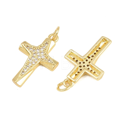 Brass Micro Pave Clear Cubic Zirconia Pendants CU-CBA48B8-01G-B-1