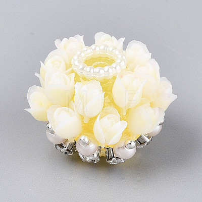 Acrylic with Resin Iron Rhinestone ABS Imitation Pearl Beads OACR-T031-04F-1
