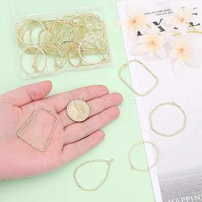 30Pcs 5 Styles Alloy Open Back Bezel Pendants FIND-CA0006-15-1