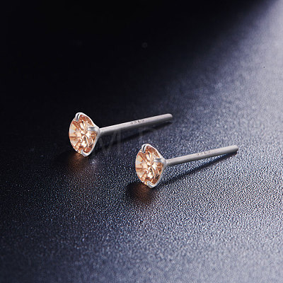 SHEGRACE Rhodium Plated 925 Sterling Silver Four Pronged Ear Studs JE420E-03-1