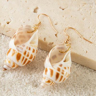 Alloy Natural Shell Dangle Earrings FS-WG3D07F-05-1