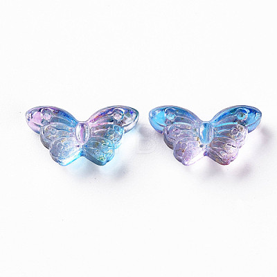 Two Tone Transparent Spray Painted Glass Beads GLAA-S190-018M-01-1