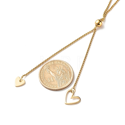 Heart Lariat Necklace for Girl Women NJEW-JN03710-1
