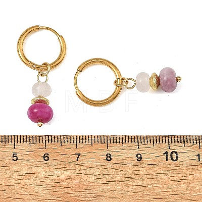 Natural White Jade & Pink Zebra & Red Jasper & Sodalite Beads Hoop Earring EJEW-JE07324-1