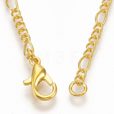 Brass Coated Iron Figaro Chain Necklace Making MAK-T006-03G-1
