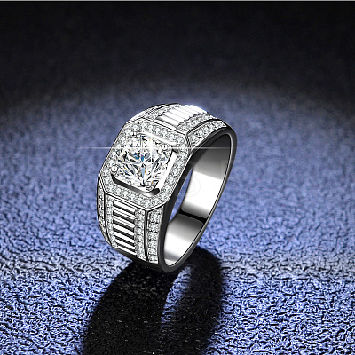 Rhodium Plated 925 Sterling Silver Micro Pave Cubic Zirconia Finger Rings WGBE16F-18-1