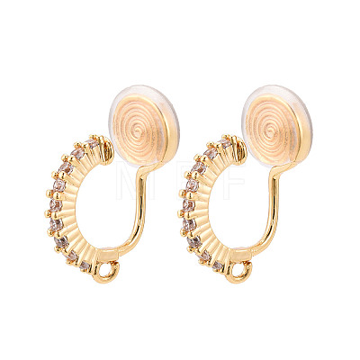 Brass Micro Pave Cubic Zirconia Clip-on Earring Findings KK-N261-122B-G-1