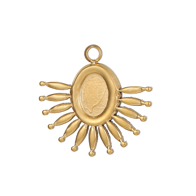 304 Stainless Steel Pendant Cabochon Settings STAS-OY009-07G-1
