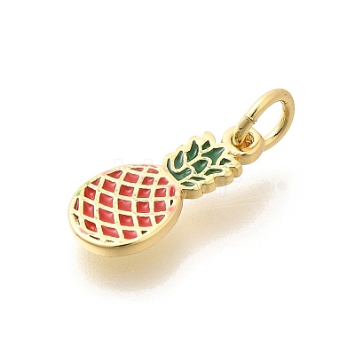 Real 18K Gold Plated Brass Enamel Charms KK-L225-001G-01-1
