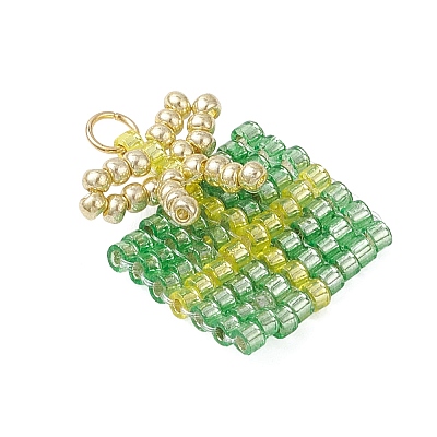Glass Seed Beaded Christmas Gift Pendants PALLOY-MZ00899-02-1