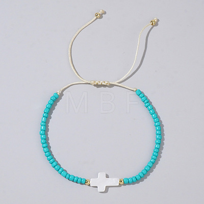 Glass Seed Beads & Brass Braided Beaded Bracelets LS-TV0952-5-1
